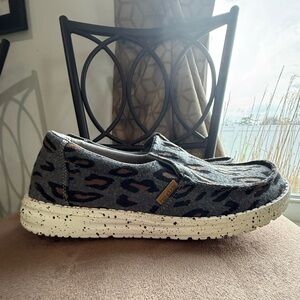 Hey Dude Women's Charcoal Leopard Slip-On Casual Loafer